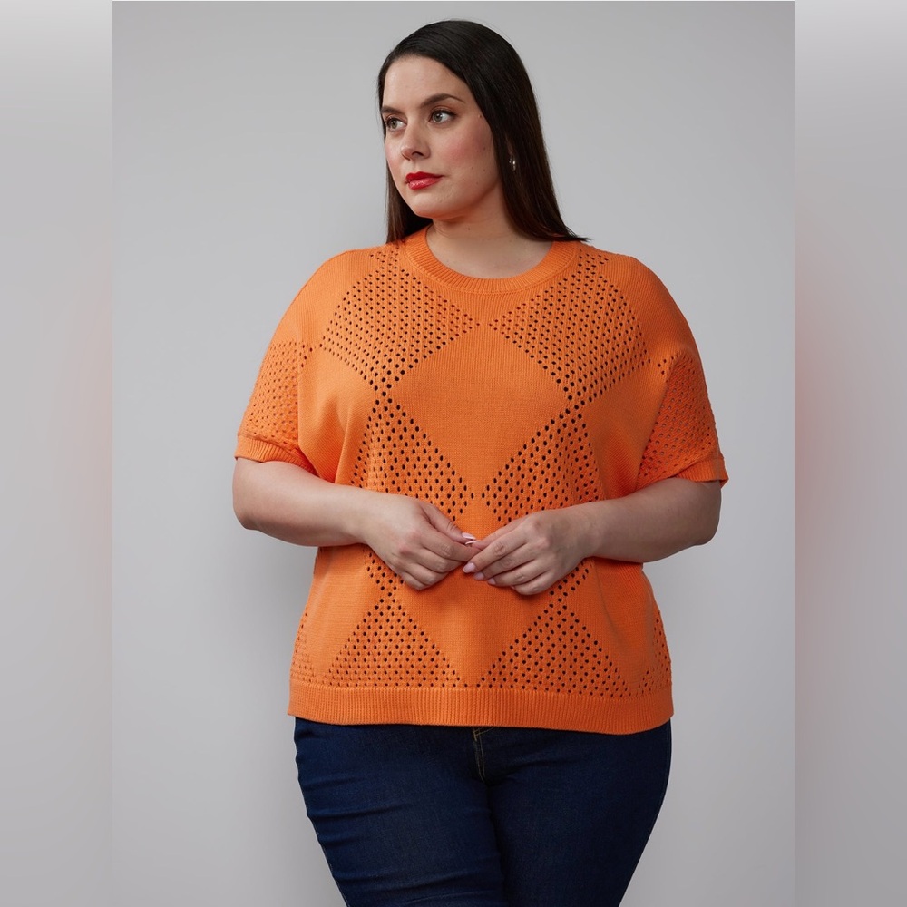 L-Plus Open Stitch Argyle Pullover